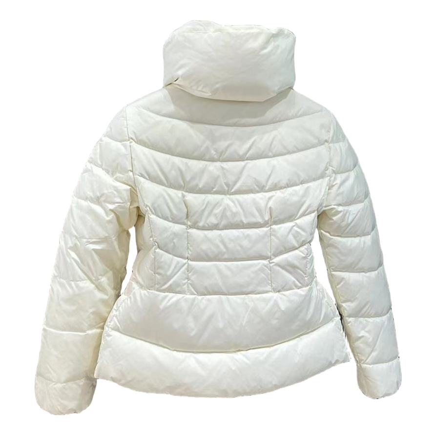 Moncler Drawstring-Waist Stand-Collar Puffer Jacket – Ivory | Premium Down | Luxury Outerwear
