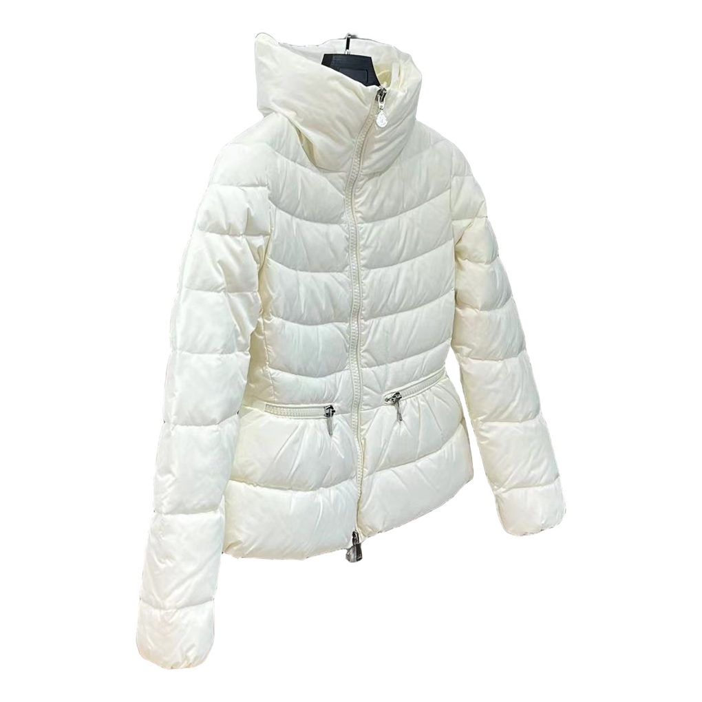 Moncler Drawstring-Waist Stand-Collar Puffer Jacket – Ivory | Premium Down | Luxury Outerwear