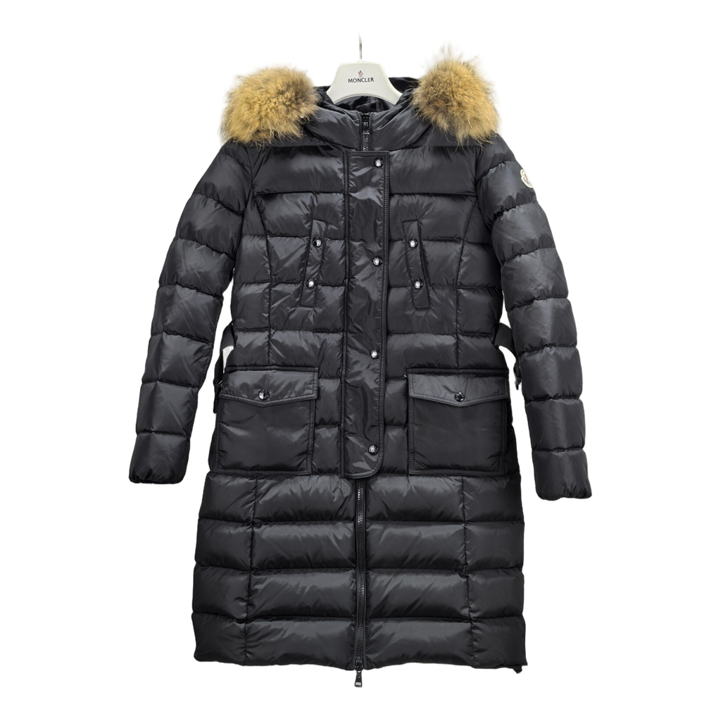 Moncler Four-Pocket Fur-Trim Hooded Long Puffer Coat – Black | Premium Down | Luxury Outerwear