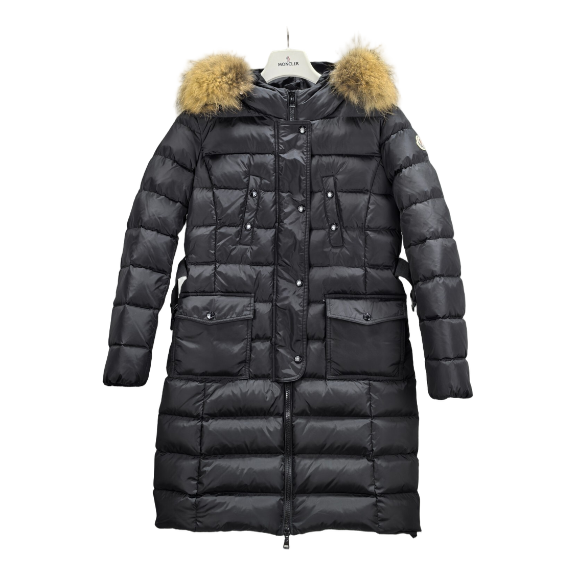 Moncler Four-Pocket Fur-Trim Hooded Long Puffer Coat – Black | Premium Down | Luxury Outerwear