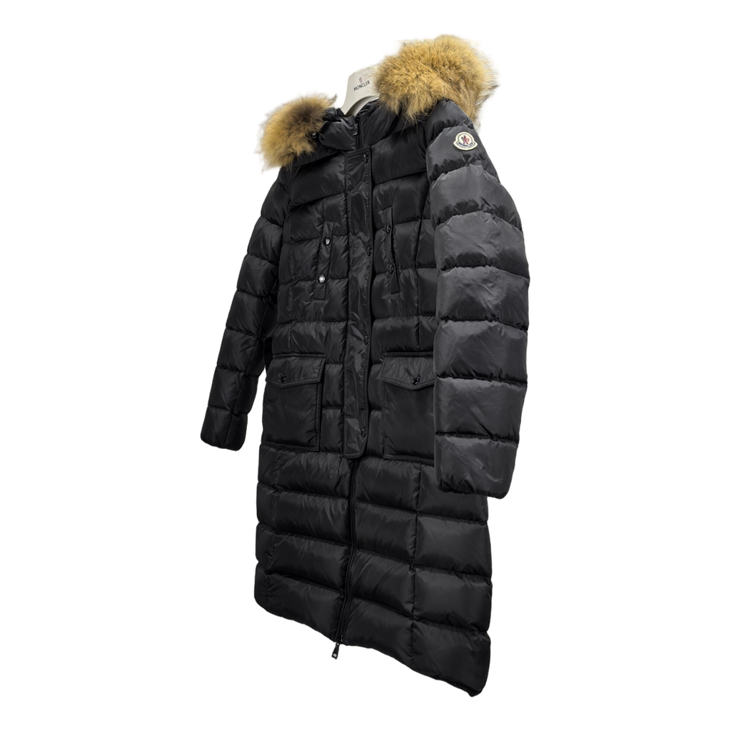 Moncler Four-Pocket Fur-Trim Hooded Long Puffer Coat – Black | Premium Down | Luxury Outerwear