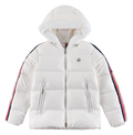 Moncler Tricolour Sleeve-Stripe Hooded Puffer Jacket – White | Premium Down | Luxury Outerwear