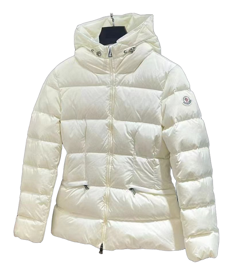 Moncler Fitted Hooded Short Puffer Jacket – Ivory | Premium Down | Luxury Outerwear