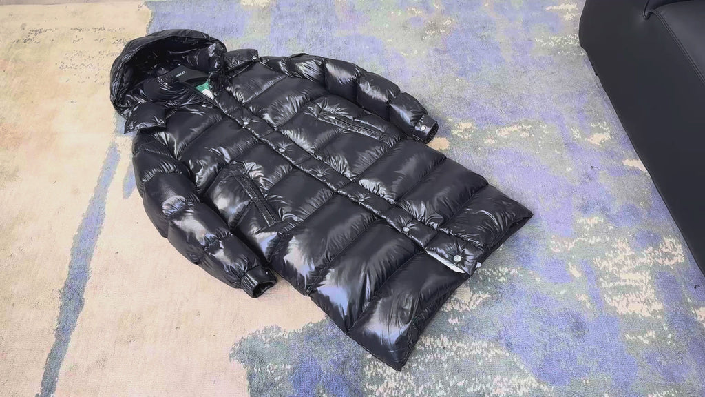 Moncler Hanoverian Glossy Hooded Long Puffer Coat | Premium Down | Luxury Outerwear