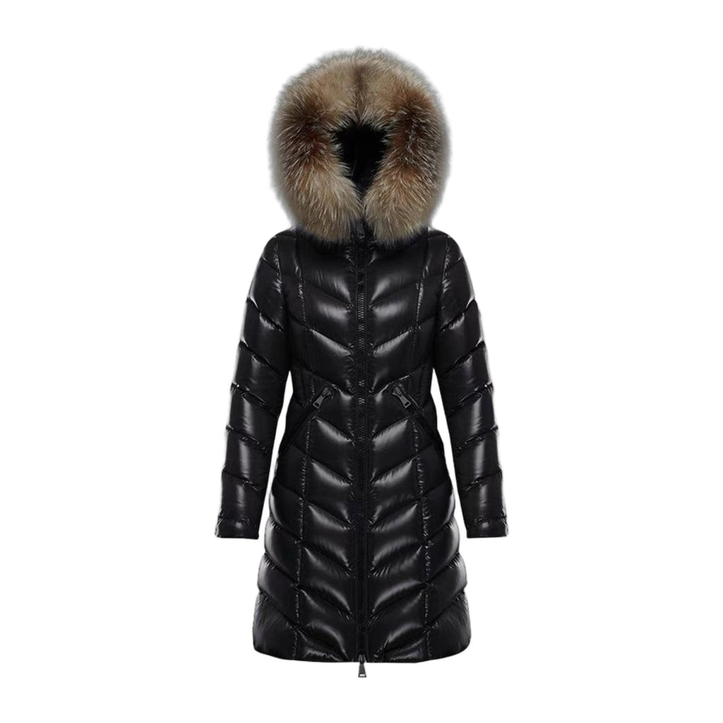 Moncler Fulmarus Chevron-Quilted Fur-Trim Long Coat | Premium Down | Luxury Outerwear