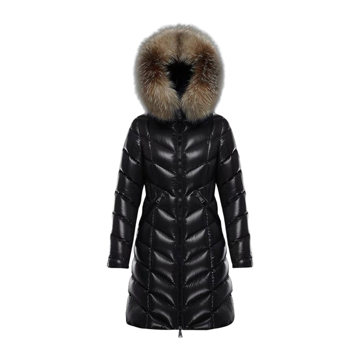Moncler Fulmarus Chevron-Quilted Fur-Trim Long Coat | Premium Down | Luxury Outerwear