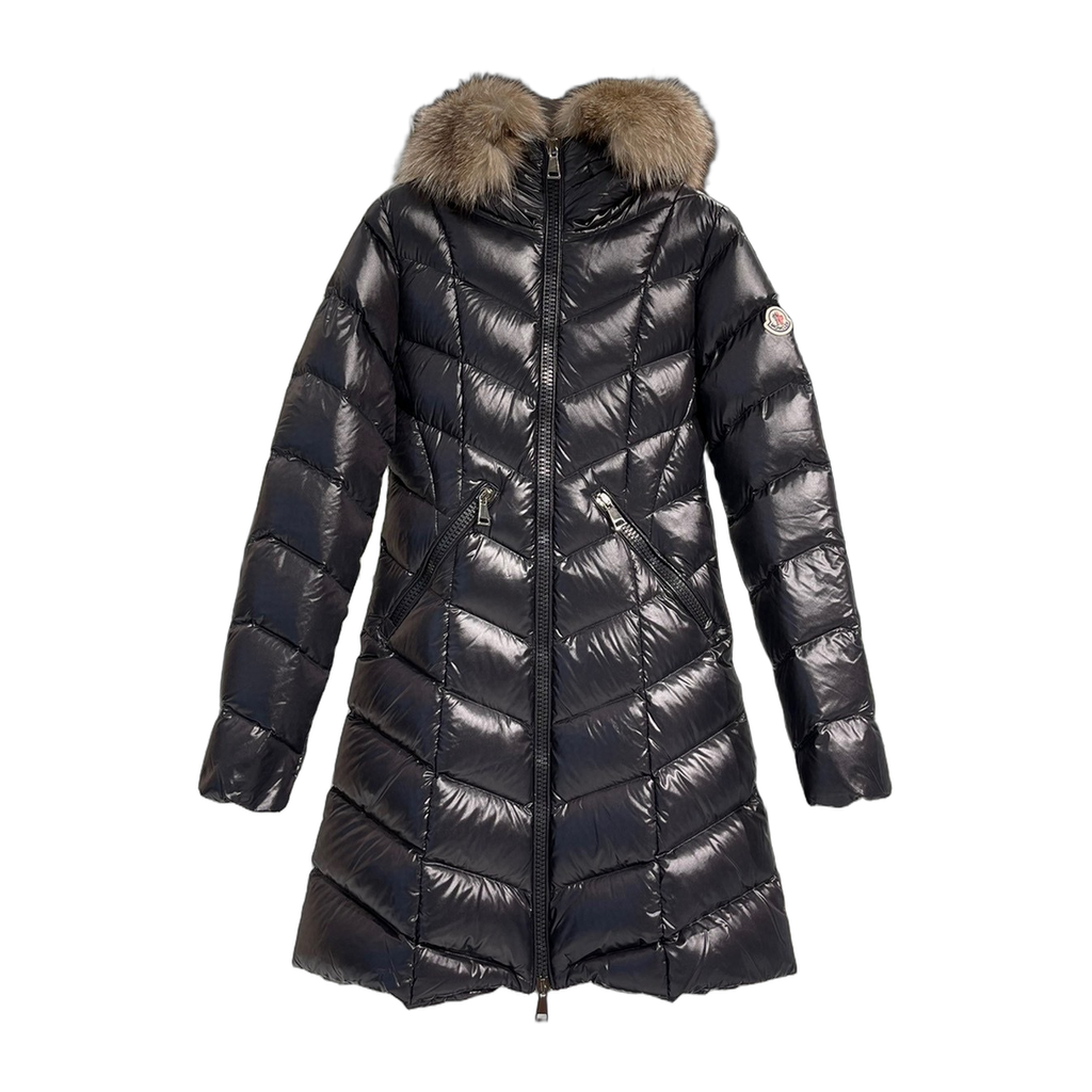 Moncler Fulmarus Chevron-Quilted Fur-Trim Long Coat | Premium Down | Luxury Outerwear