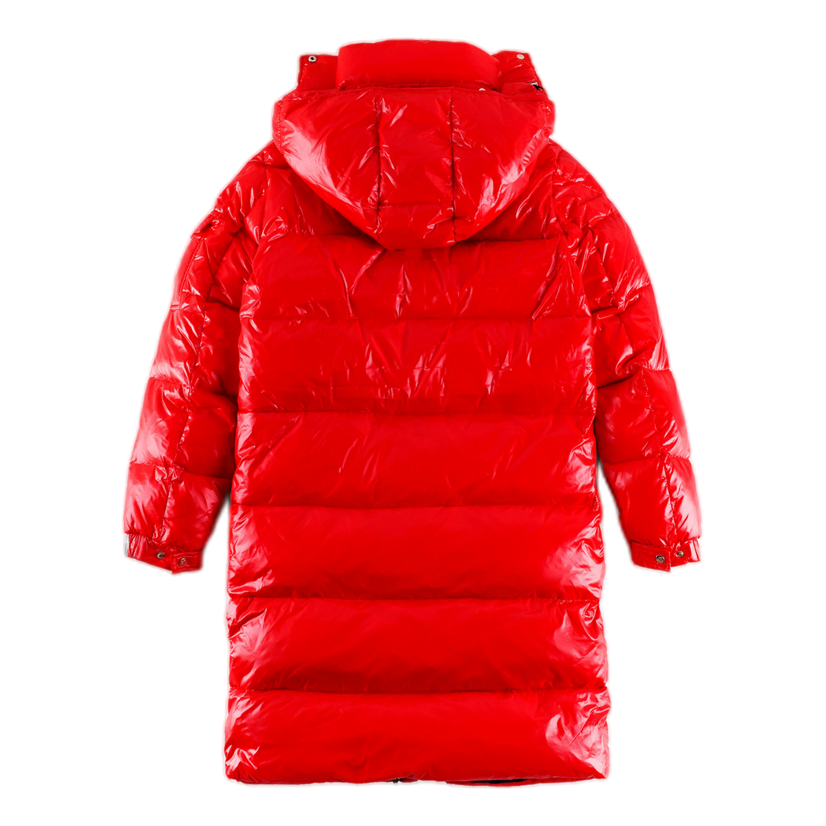 Moncler Hanoverian Glossy Hooded Long Puffer Coat – Red | Premium Down | Luxury Outerwear