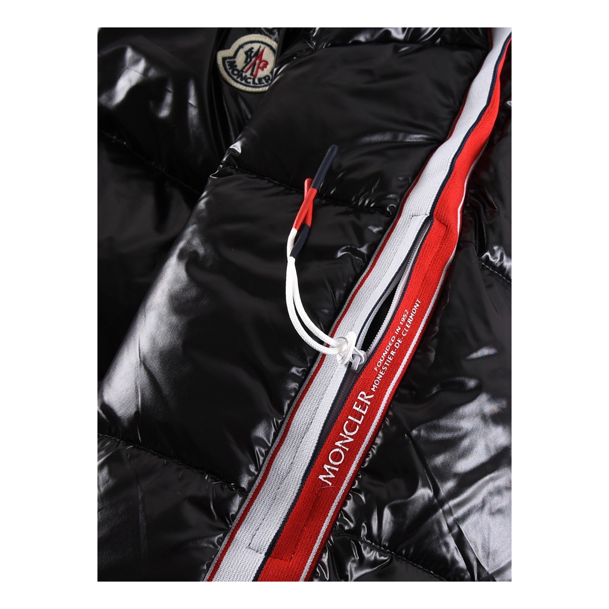 Moncler Tricolour Sleeve-Stripe Glossy Hooded Puffer Jacket | Premium Down | Luxury Outerwear
