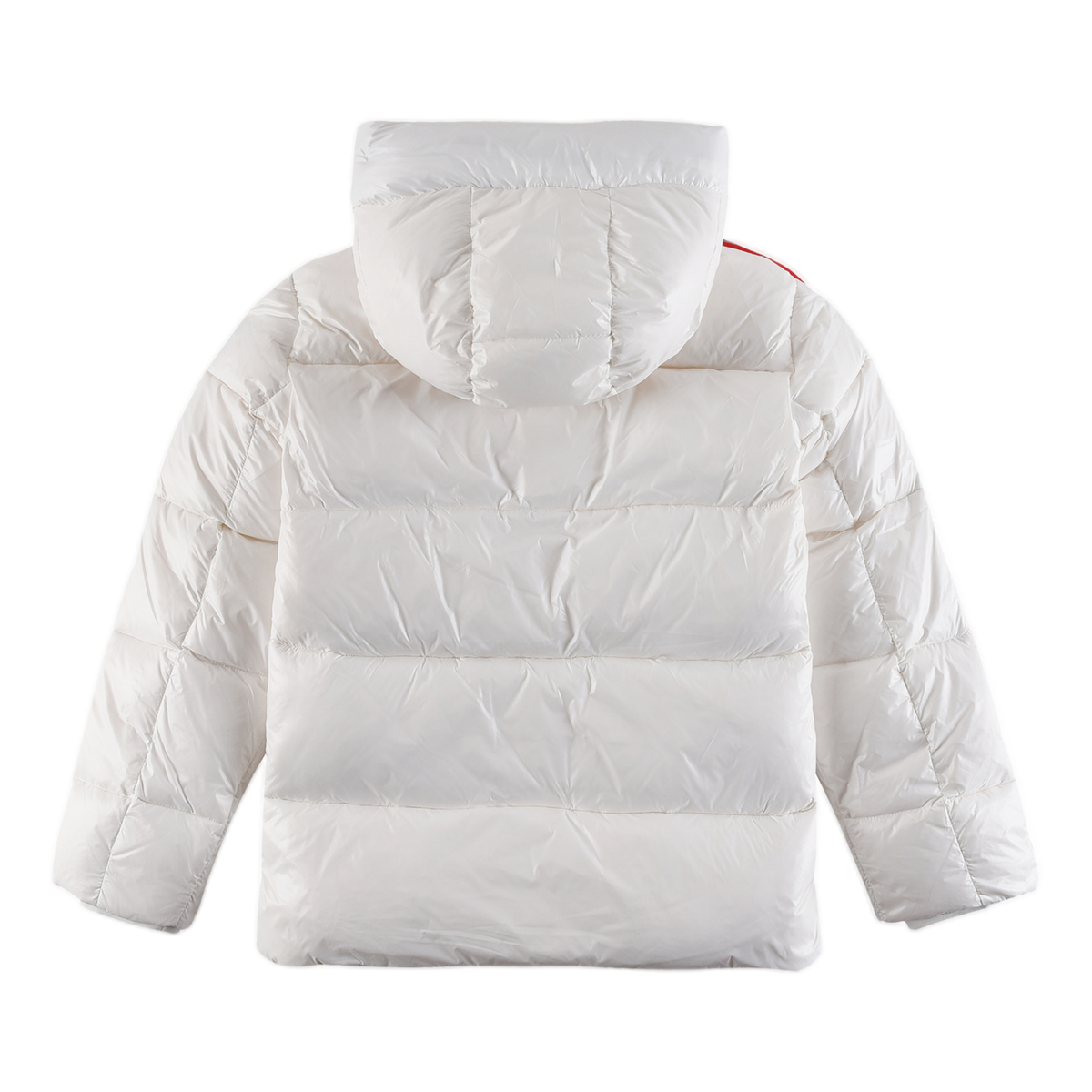 Moncler Tricolour Sleeve-Stripe Glossy Hooded Puffer Jacket | Premium Down | Luxury Outerwear
