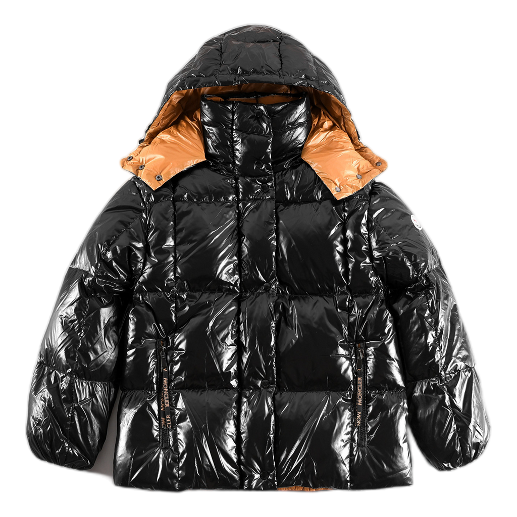 Moncler Copper-Lined Glossy Short Puffer Jacket – Black | Premium Down | Luxury Outerwear
