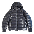 Moncler Glossy Logo-Zip Hooded Puffer Jacket – Navy | Premium Down | Luxury Outerwear