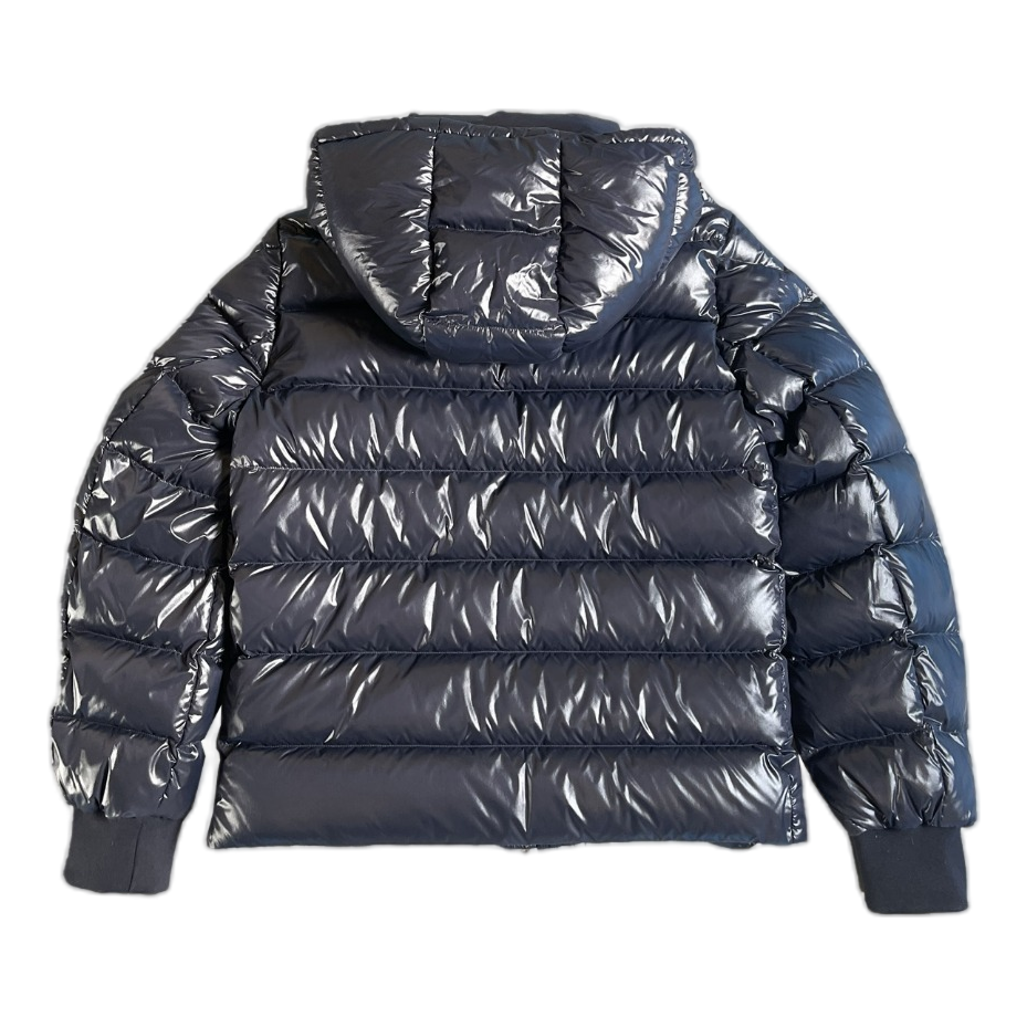 Moncler Glossy Logo-Zip Hooded Puffer Jacket – Navy | Premium Down | Luxury Outerwear