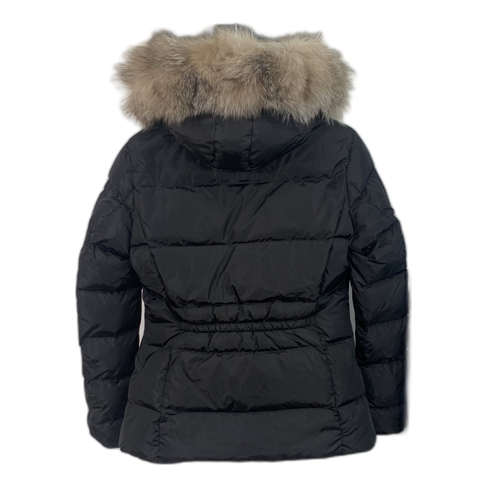 Moncler Cinched-Waist Fur-Trim Hooded Puffer Jacket – Black | Premium Down | Luxury Outerwear