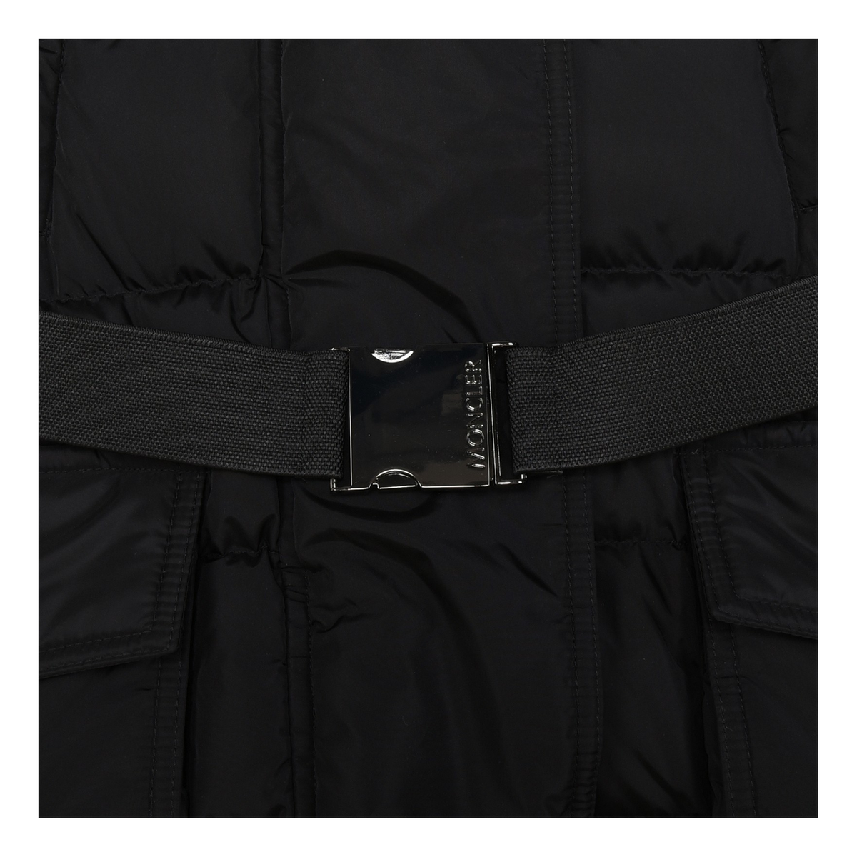 Moncler Khloe Belted Fur-Trim Hooded Long Coat – Black | Premium Down | Luxury Outerwear