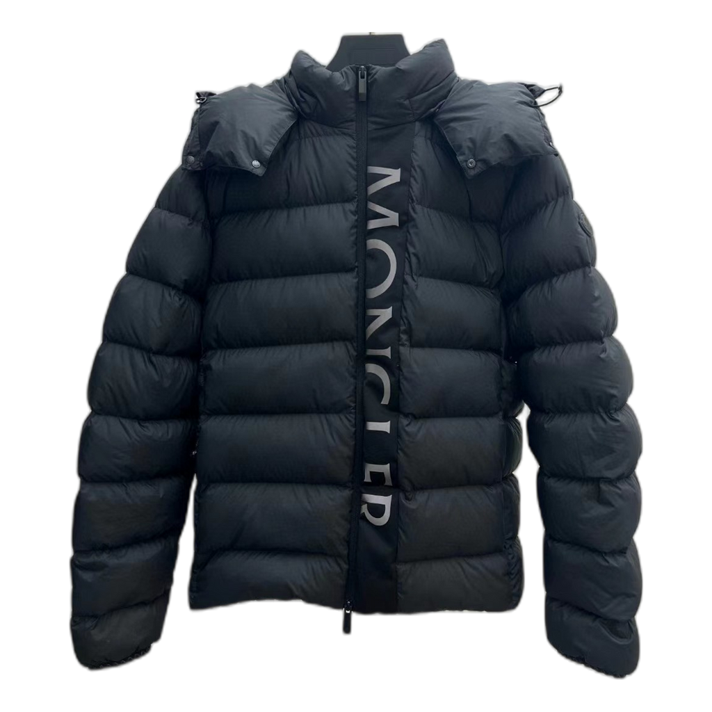 Moncler Vertical-Logo Snap-Front Puffer Jacket – Black | Premium Down | Luxury Outerwear