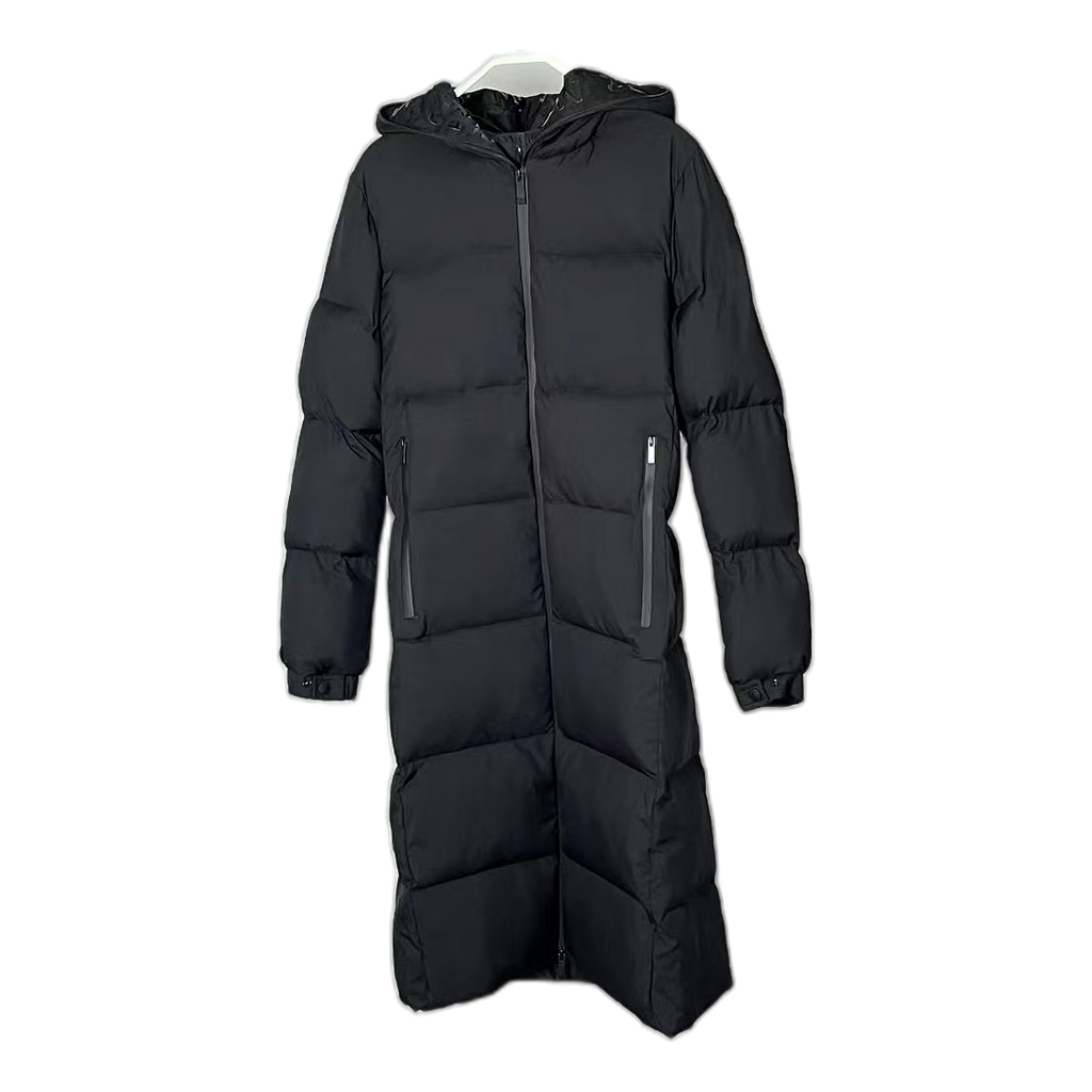 Moncler Matte Zip-Front Hooded Long Puffer Coat – Black | Premium Down | Luxury Outerwear