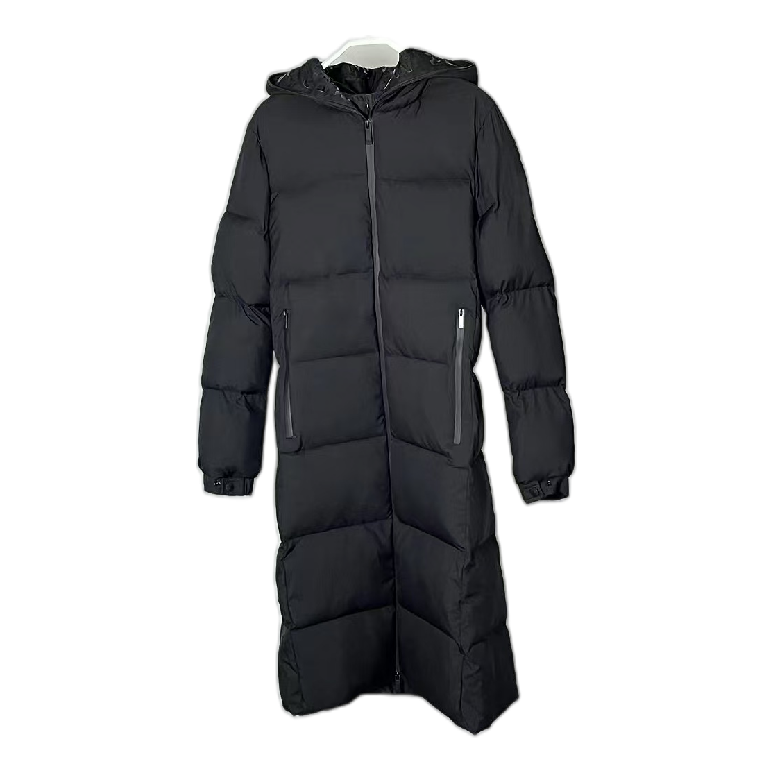 Moncler Matte Zip-Front Hooded Long Puffer Coat – Black | Premium Down | Luxury Outerwear