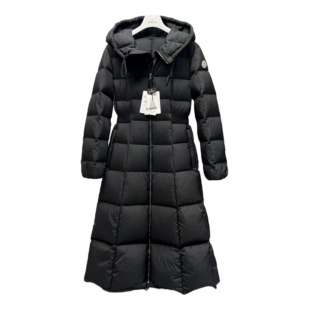 Moncler Fitted Long Hooded Puffer Coat – Black | Premium Down | Luxury Outerwear