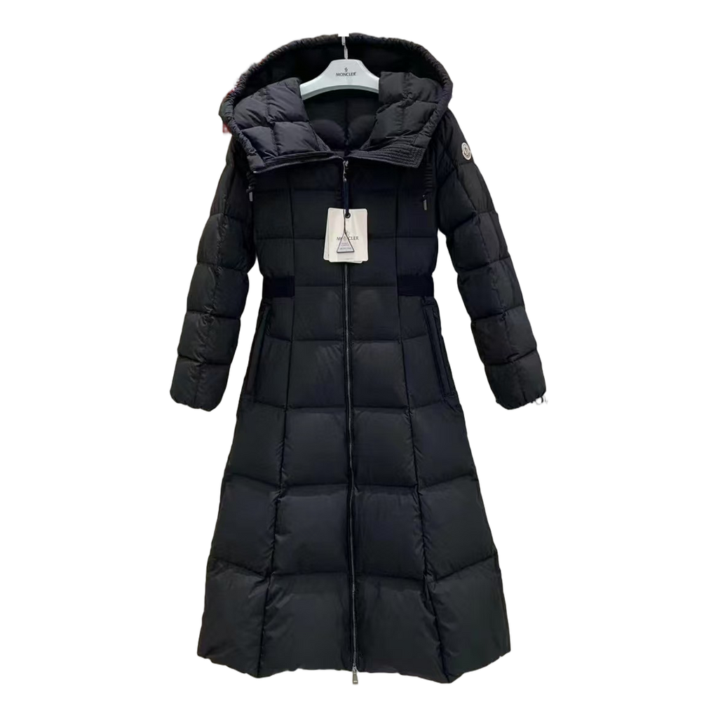 Moncler Fitted Long Hooded Puffer Coat – Black | Premium Down | Luxury Outerwear