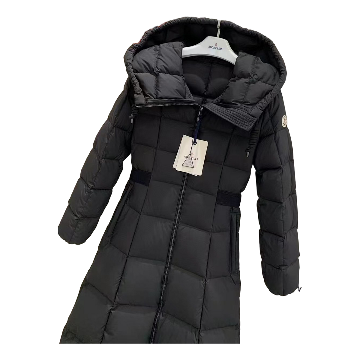 Moncler Fitted Long Hooded Puffer Coat – Black | Premium Down | Luxury Outerwear
