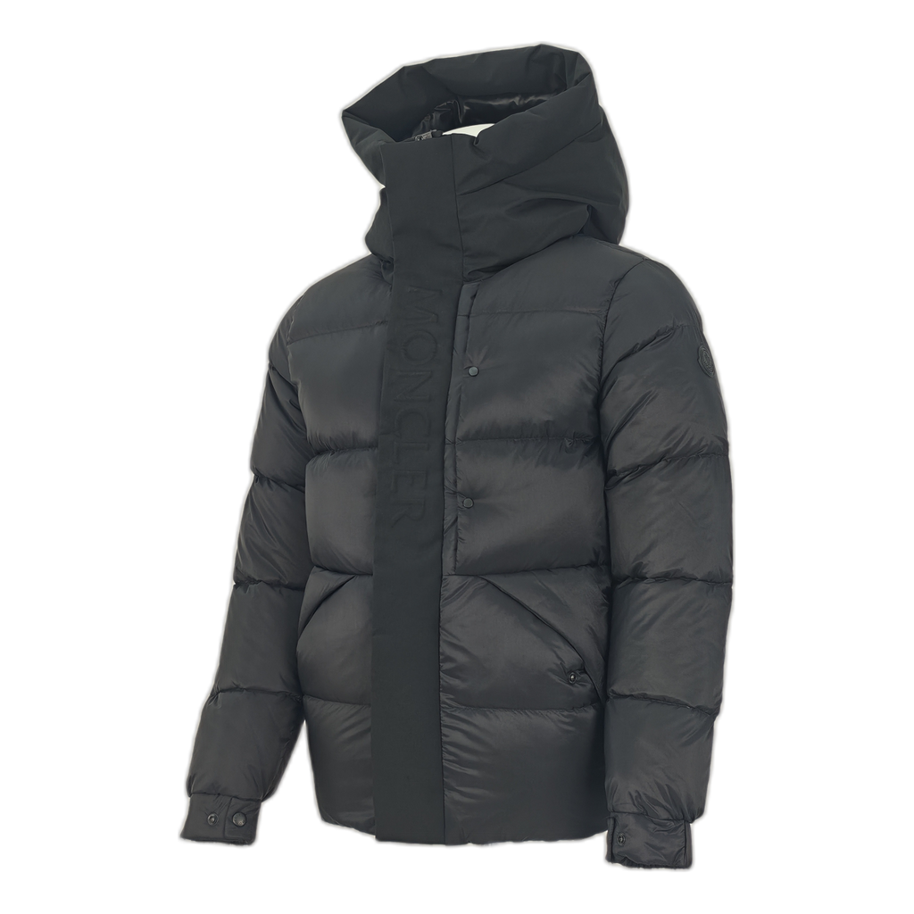 Moncler Tonal-Logo High-Collar Puffer Jacket – Black | Premium Down | Luxury Outerwear