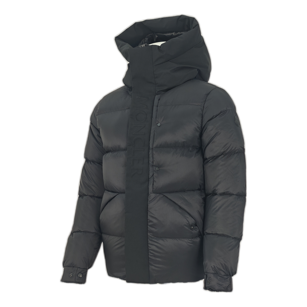 Moncler Tonal-Logo High-Collar Puffer Jacket – Black | Premium Down | Luxury Outerwear