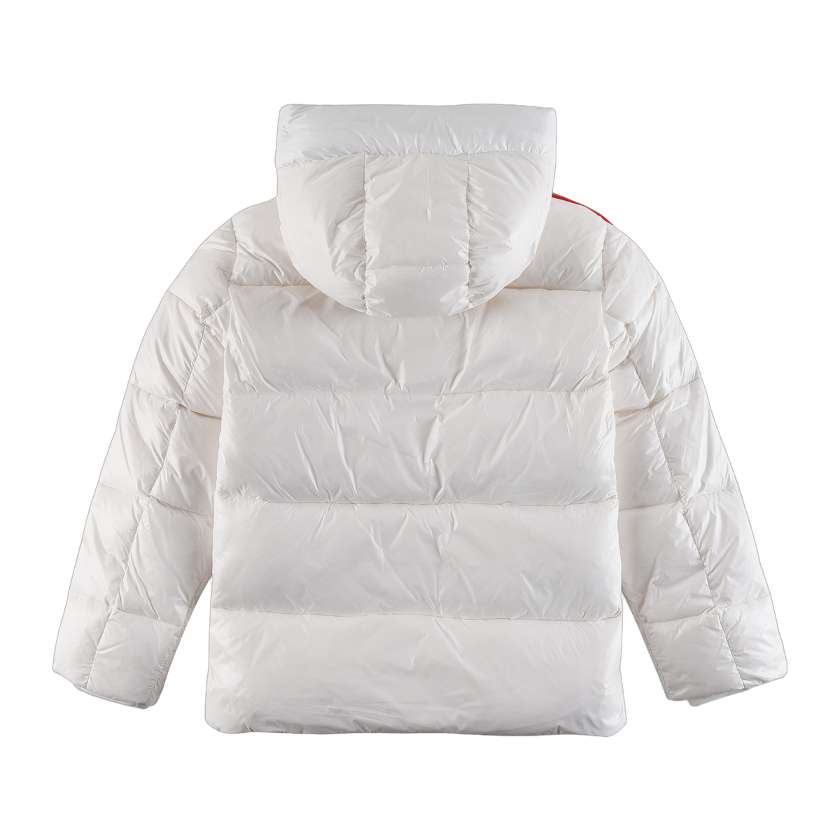 Moncler Tricolour Sleeve-Stripe Hooded Puffer Jacket – White | Premium Down | Luxury Outerwear