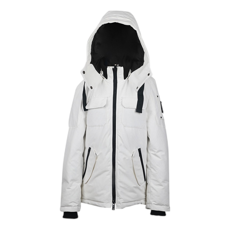 Moose Knuckles Contrast-Pocket Hooded Winter Parka – White | Canadian Down | Extreme Cold