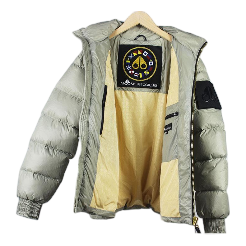 Moose Knuckles Stand-Collar Puffer Jacket – Sage Grey | Canadian Down | Extreme Cold