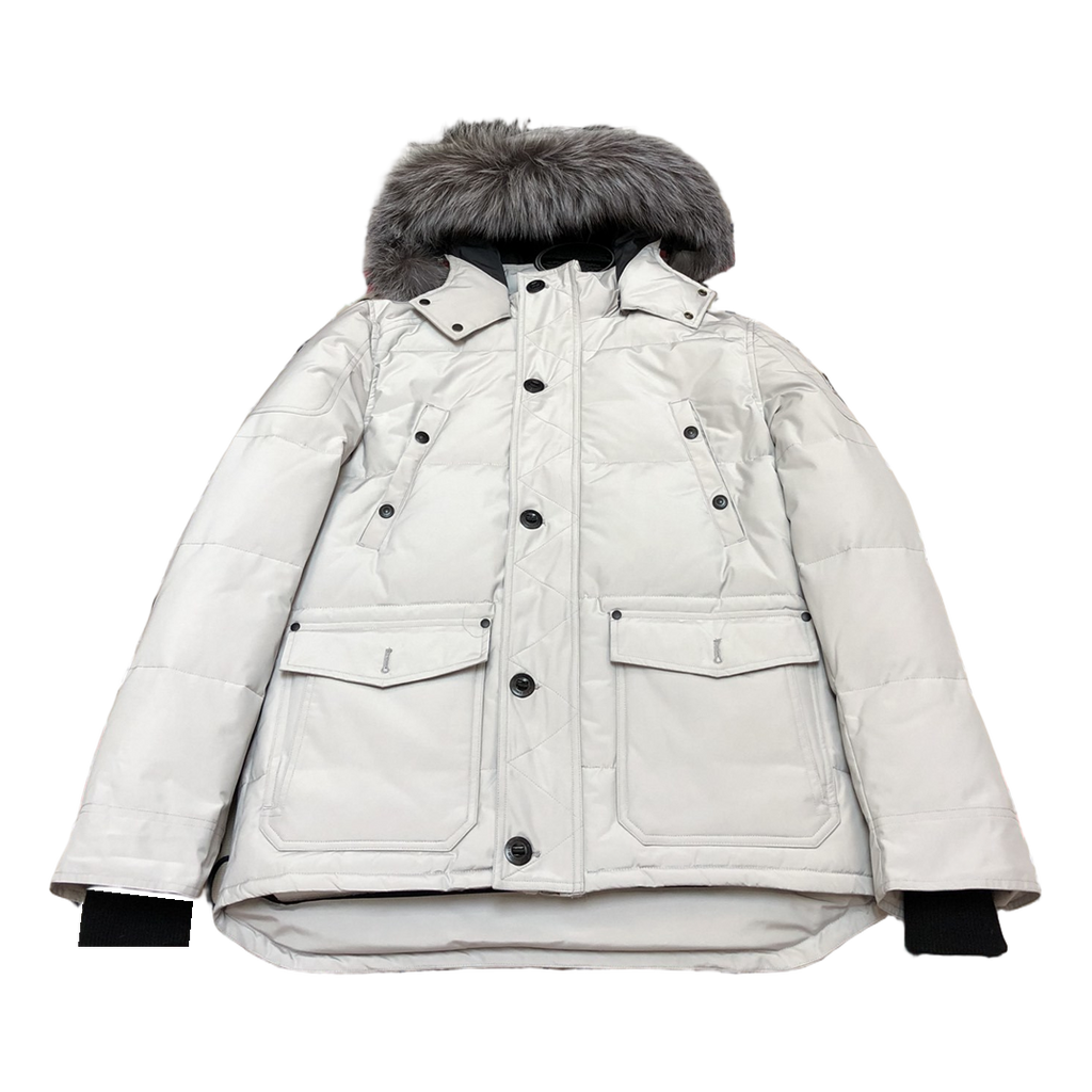 Moose Knuckles Four-Pocket Fur-Trim Hooded Puffer Jacket – White | Canadian Down | Extreme Cold