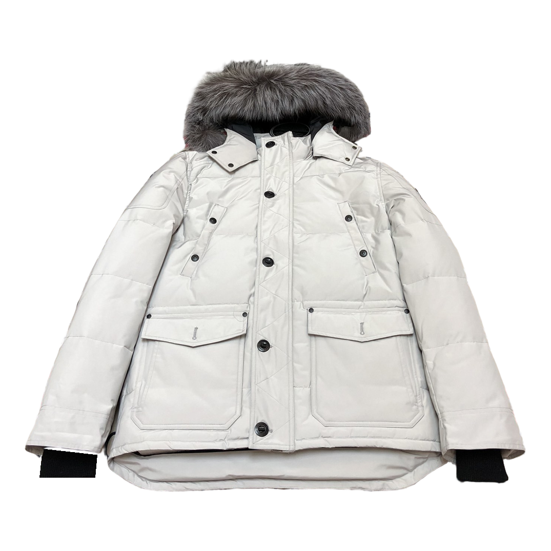 Moose Knuckles Four-Pocket Fur-Trim Hooded Puffer Jacket – White | Canadian Down | Extreme Cold