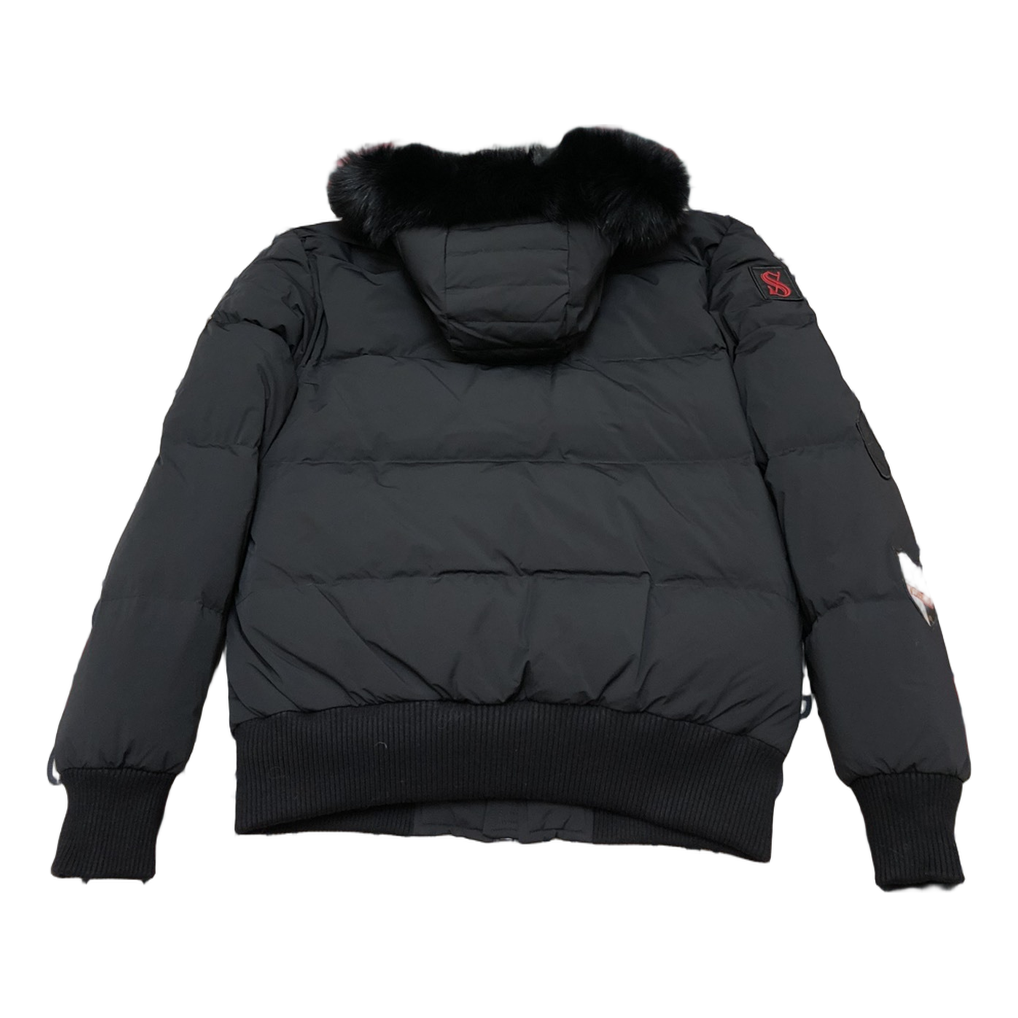 Moose Knuckles Patch-Detail Hooded Bomber – Black | Canadian Down | Luxury Streetwear