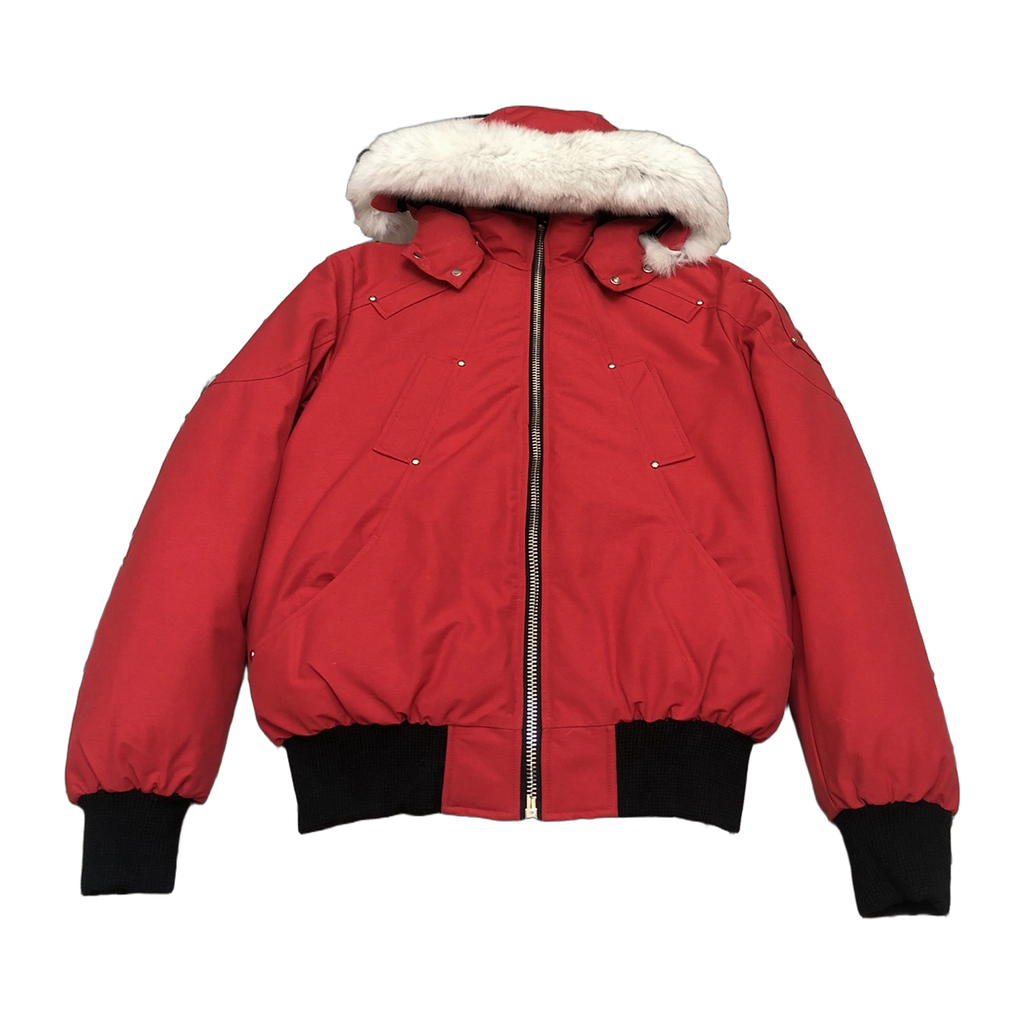 Moose Knuckles Men's Original Ballistic Shearling-Trim Bomber – Red | Canadian Down | Extreme Cold