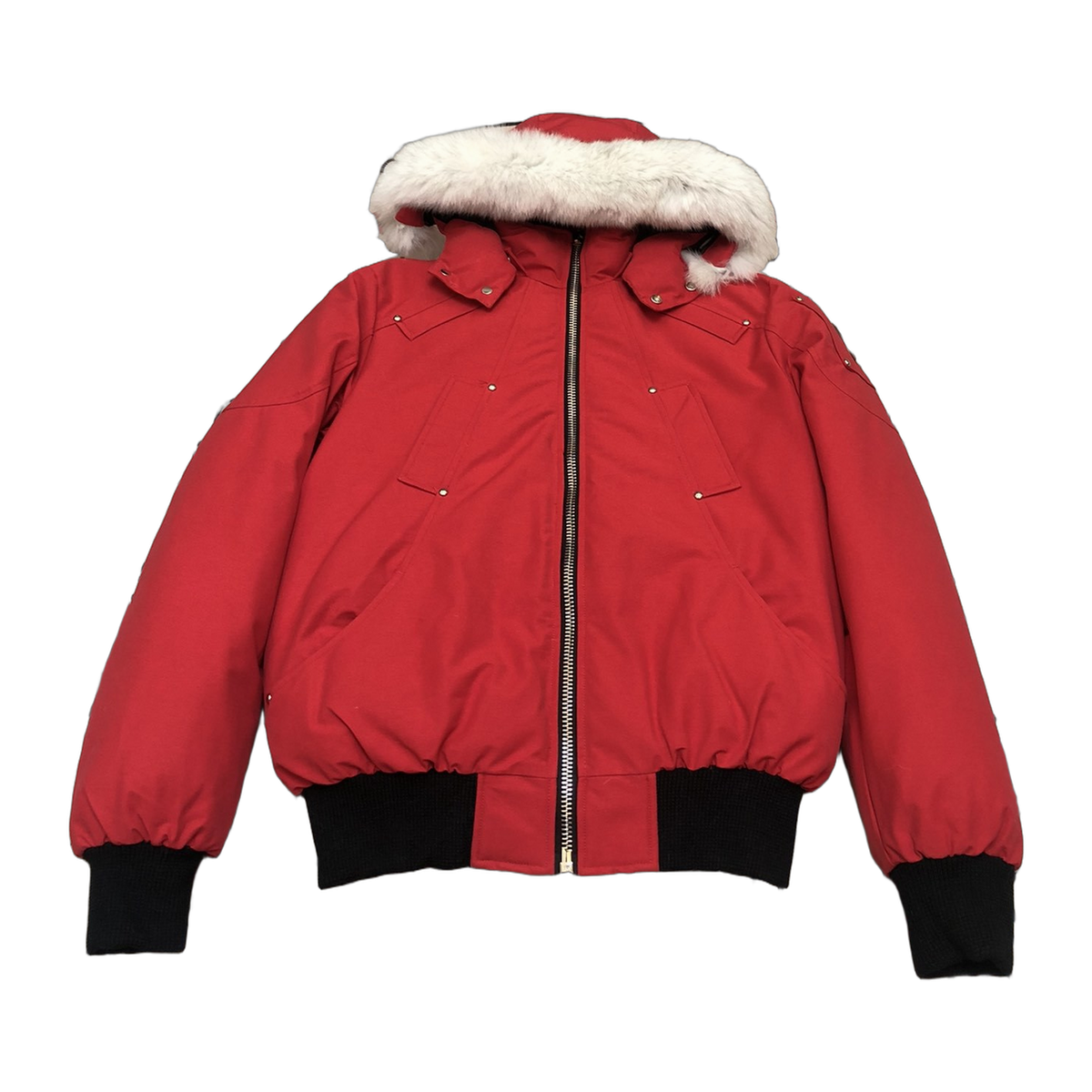 Moose Knuckles Men's Original Ballistic Shearling-Trim Bomber – Red | Canadian Down | Extreme Cold