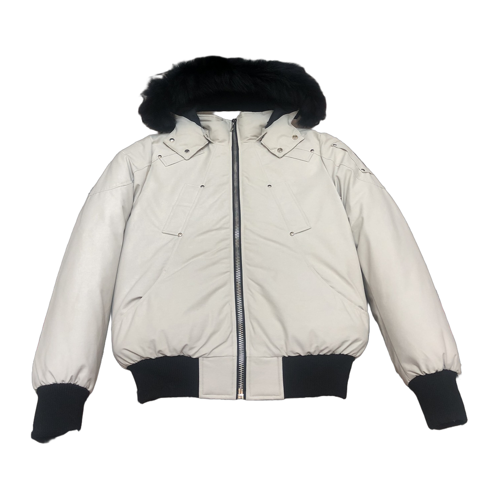 Moose Knuckles Men's Original Ballistic Shearling-Trim Bomber – White | Canadian Down | Extreme Cold