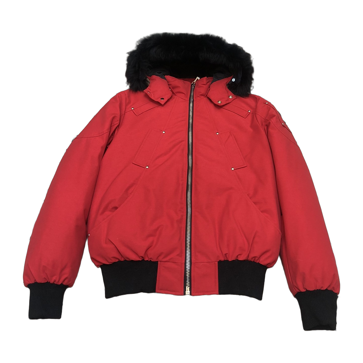Moose Knuckles Men's Original Ballistic Shearling-Trim Bomber – Red | Canadian Down | Extreme Cold