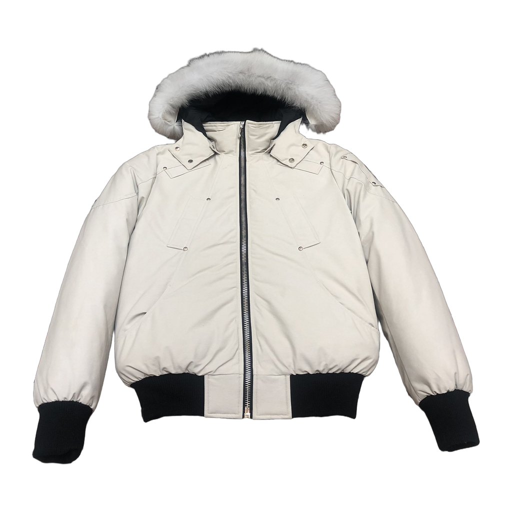 Moose Knuckles Men's Original Ballistic Shearling-Trim Bomber – White | Canadian Down | Extreme Cold