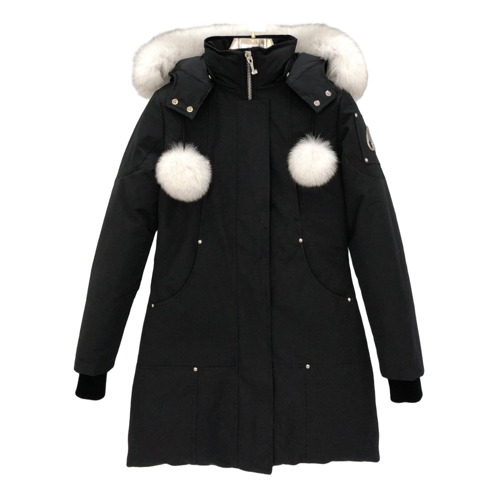 Moose Knuckles Stirling Pom-Pom Parka – Black | White Fur Trim | Canadian Down | Extreme Cold