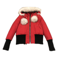 Moose Knuckles Debbie Pom-Pom Hooded Bomber – Red | Canadian Down | Luxury Outerwear