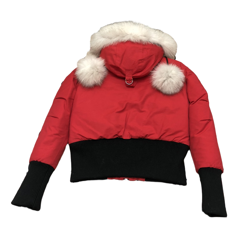 Moose Knuckles Debbie Pom-Pom Hooded Bomber – Red | Canadian Down | Luxury Outerwear