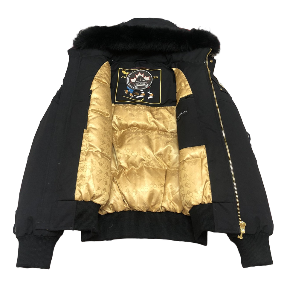 Moose Knuckles Gold Ballistic Fur-Trim Bomber – Black | Canadian Down | Extreme Cold