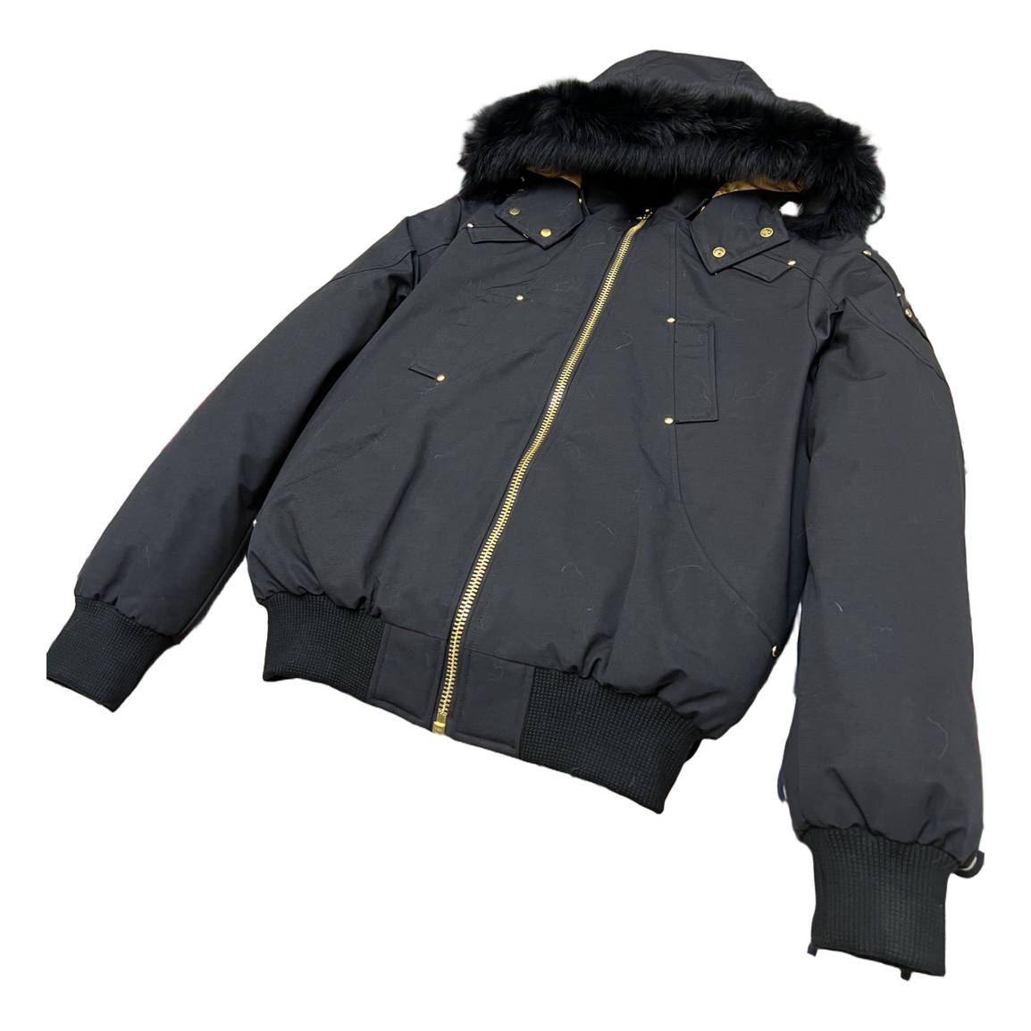 Moose Knuckles Gold Ballistic Fur-Trim Bomber – Black | Canadian Down | Extreme Cold