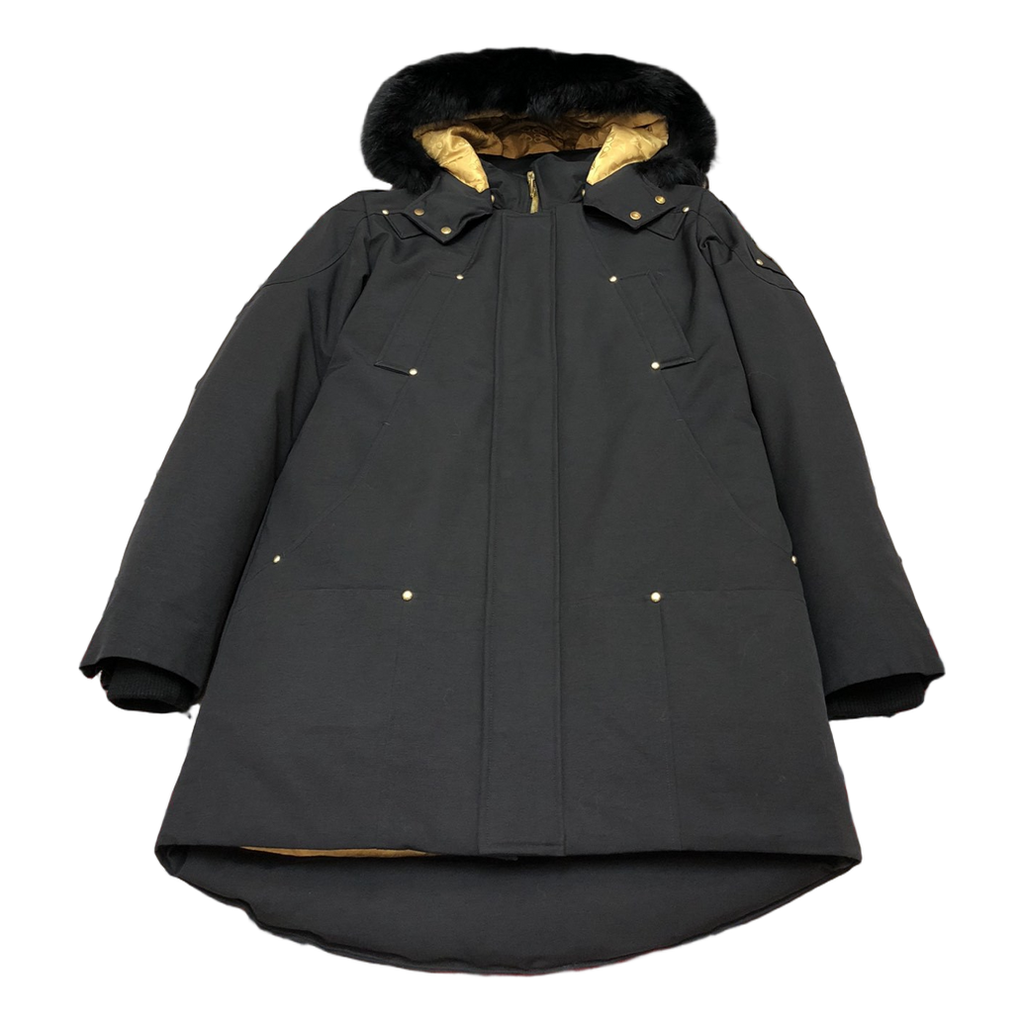 Moose Knuckles Gold-Lined Fur-Trim Long Parka – Black | Canadian Down | Extreme Cold