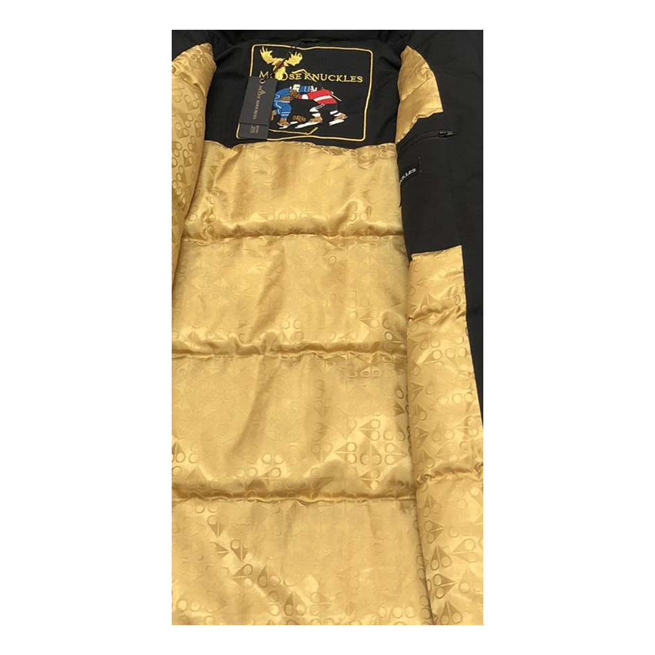 Moose Knuckles Gold-Lined Fur-Trim Long Parka – Black | Canadian Down | Extreme Cold
