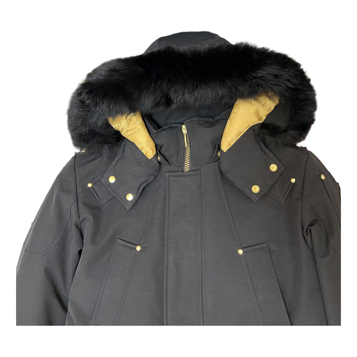 Moose Knuckles Gold-Lined Fur-Trim Long Parka – Black | Canadian Down | Extreme Cold
