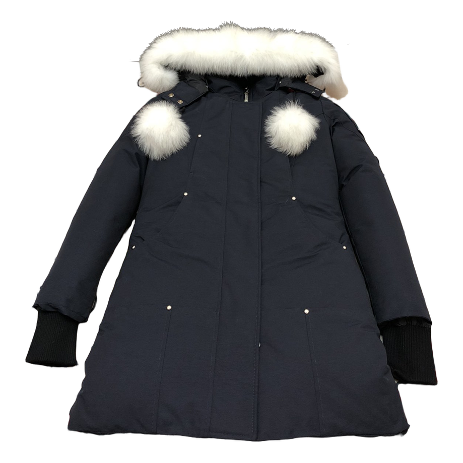 Moose Knuckles Stirling Pom-Pom Fur-Trim Parka – Navy | Canadian Down | Extreme Cold