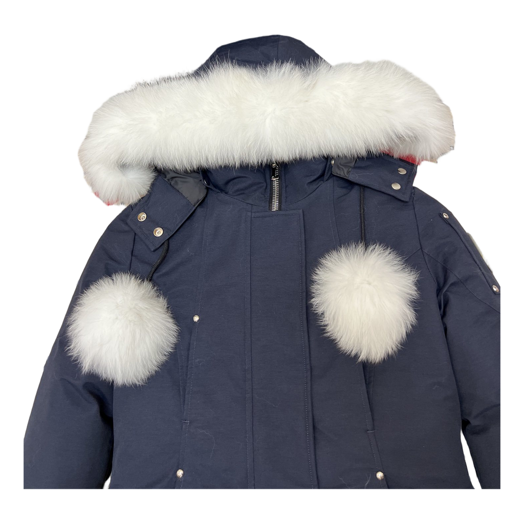Moose Knuckles Stirling Pom-Pom Fur-Trim Parka – Navy | Canadian Down | Extreme Cold