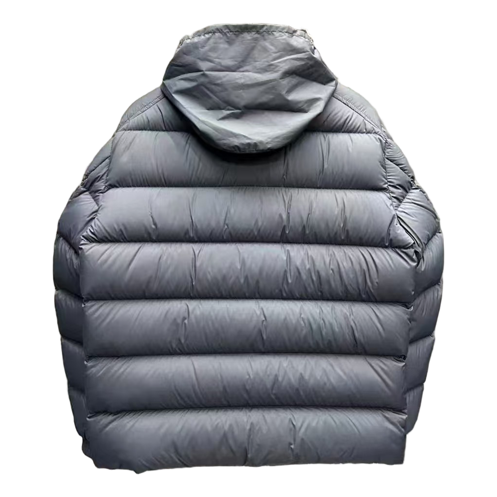 Moncler Tricolour Sleeve-Band Stand-Collar Puffer Jacket – Navy | Premium Down | Luxury Outerwear