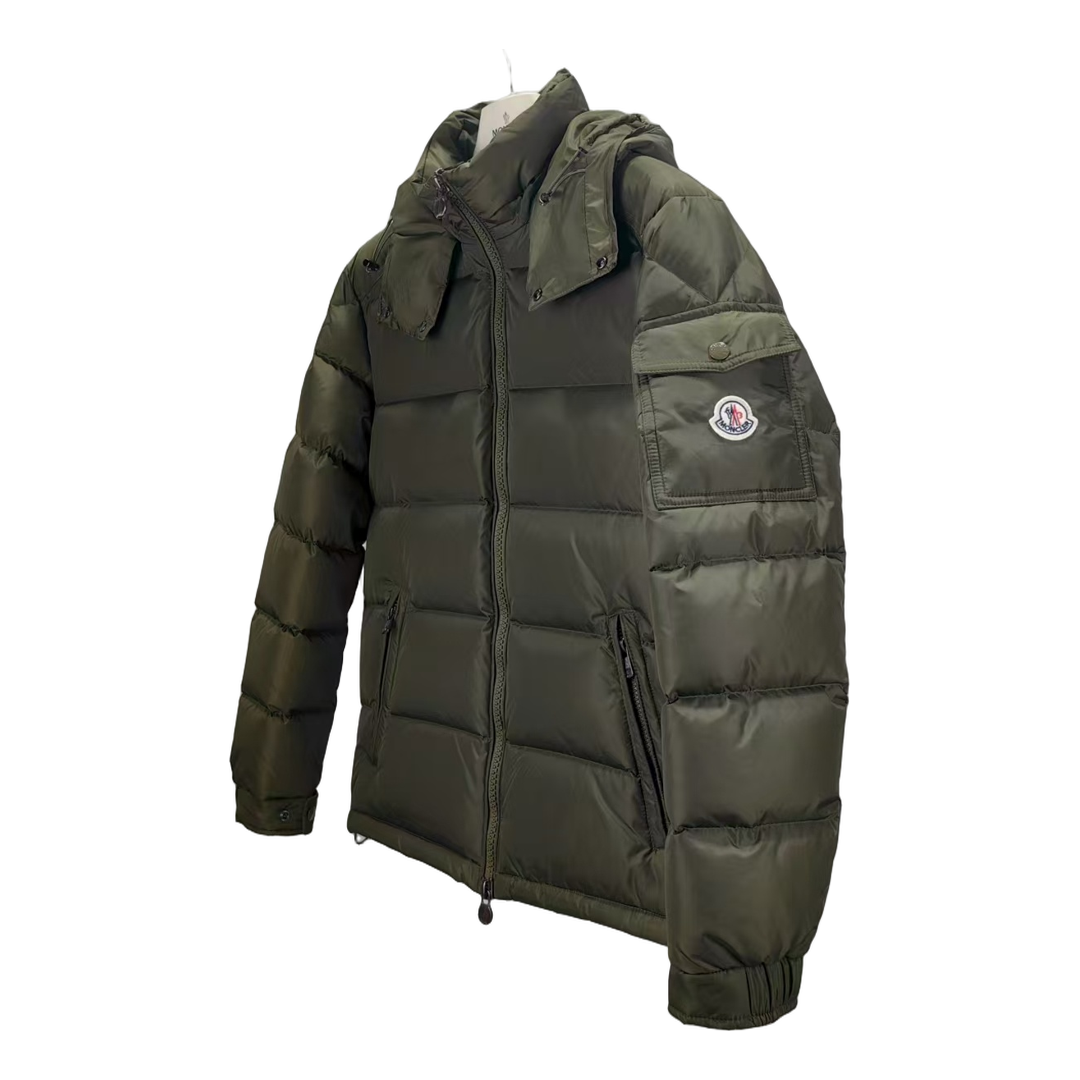 Moncler Maya Matte Hooded Puffer Jacket – Olive Green | Premium Down | Luxury Outerwear